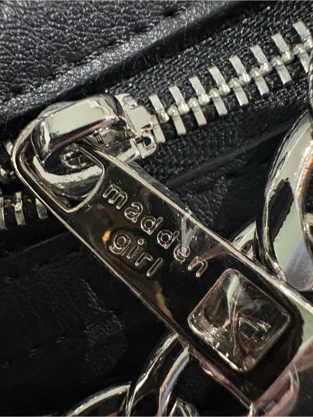 Madden Girl Black Satchel with Silver Chain Accent - Picture 2 of 10